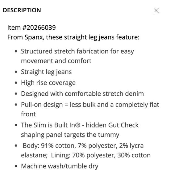 Spanx SPANXshape EveryWear Straight Leg Jeans High Rise Stretch Womens Large - Picture 8 of 8